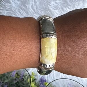 Cookie Lee Enamel Bracelet w/Faux Pearls